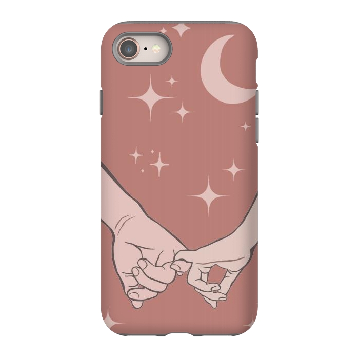 iPhone SE StrongFit Minimal aesthetic couple holding hands on starry sky - valentine's day by Oana 