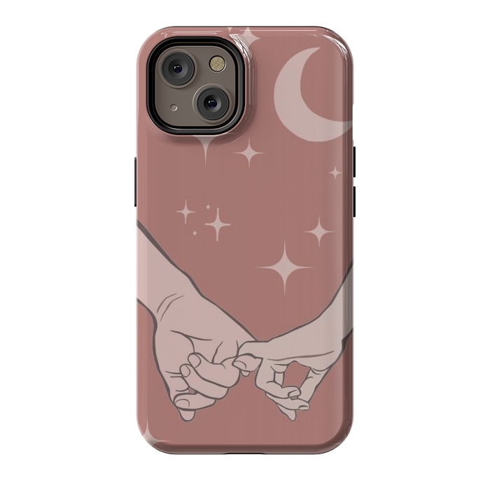 iPhone 14 StrongFit Minimal aesthetic couple holding hands on starry sky - valentine's day by Oana 