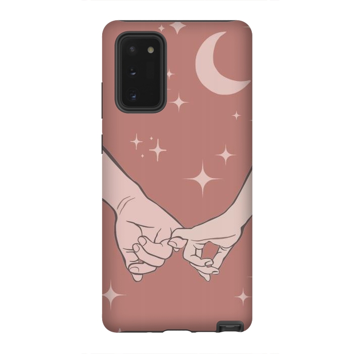 Galaxy Note 20 StrongFit Minimal aesthetic couple holding hands on starry sky - valentine's day by Oana 