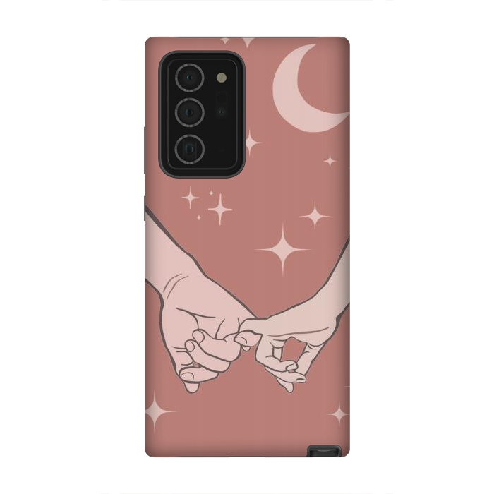 Galaxy Note 20 Ultra StrongFit Minimal aesthetic couple holding hands on starry sky - valentine's day by Oana 