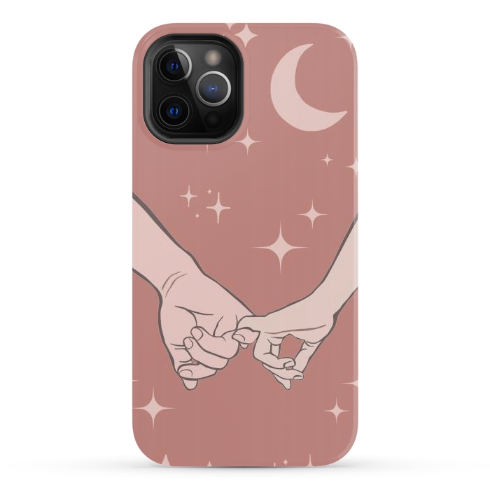 iPhone 12 Pro Max StrongFit Minimal aesthetic couple holding hands on starry sky - valentine's day by Oana 