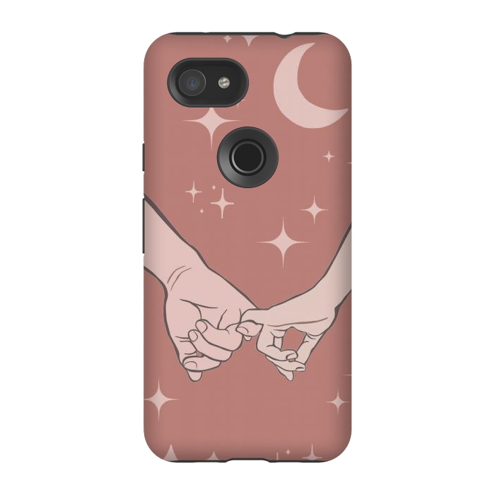 Pixel 3A StrongFit Minimal aesthetic couple holding hands on starry sky - valentine's day by Oana 