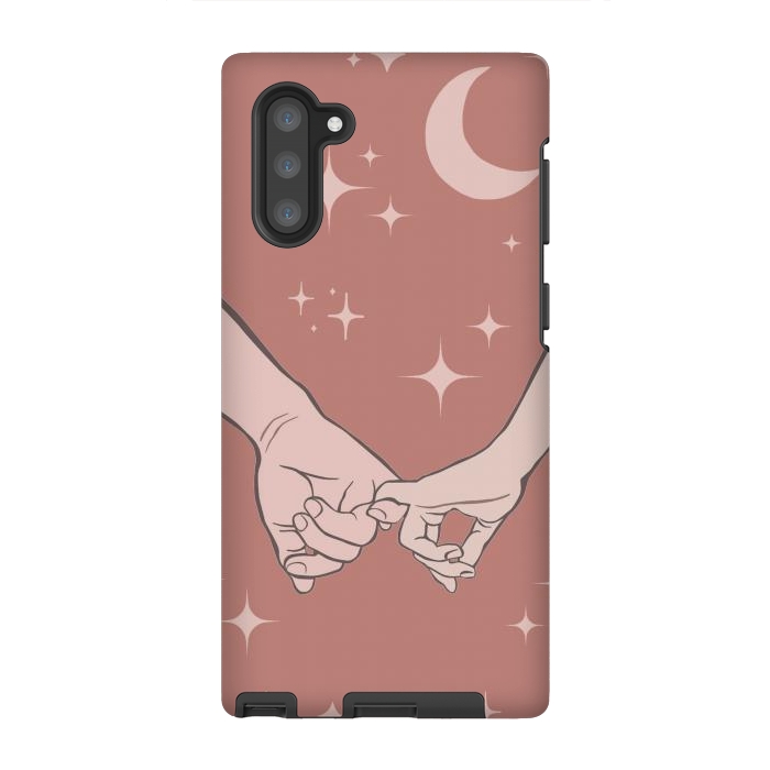 Galaxy Note 10 StrongFit Minimal aesthetic couple holding hands on starry sky - valentine's day by Oana 