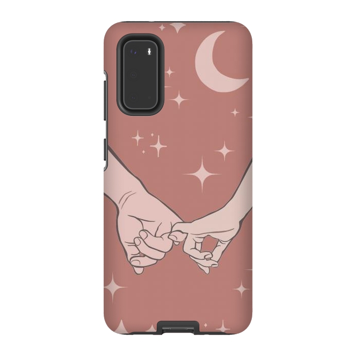 Galaxy S20 StrongFit Minimal aesthetic couple holding hands on starry sky - valentine's day by Oana 