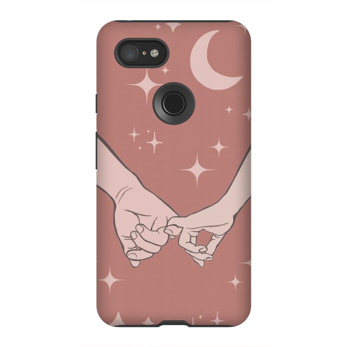 Pixel 3XL StrongFit Minimal aesthetic couple holding hands on starry sky - valentine's day by Oana 
