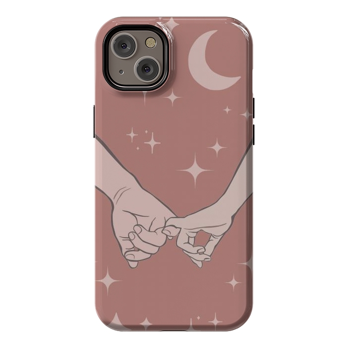 iPhone 14 Plus StrongFit Minimal aesthetic couple holding hands on starry sky - valentine's day by Oana 