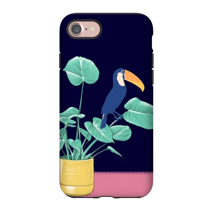 iPhone 7 StrongFit Toucan and plant - colorful minimal illustration by Oana 