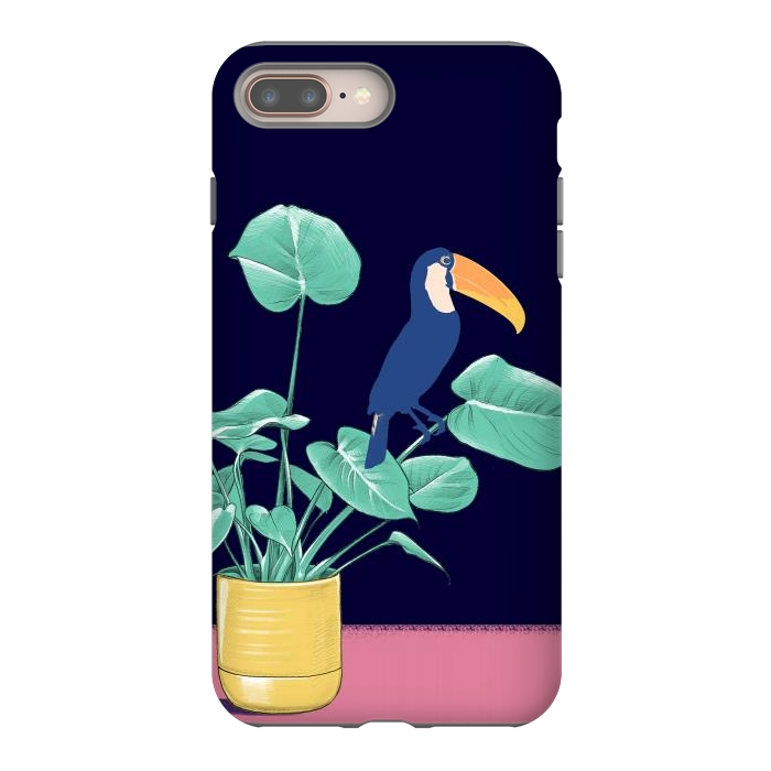 iPhone 7 plus StrongFit Toucan and plant - colorful minimal illustration by Oana 