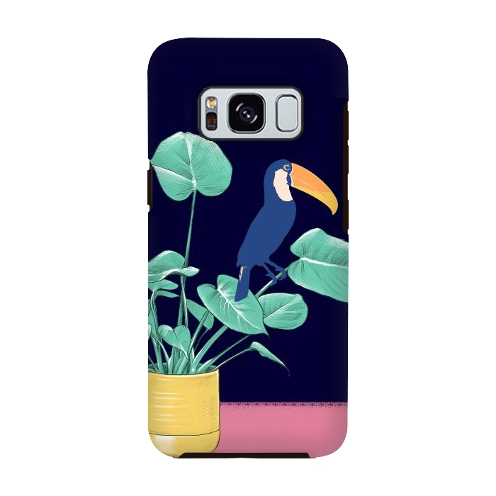 Galaxy S8 StrongFit Toucan and plant - colorful minimal illustration by Oana 