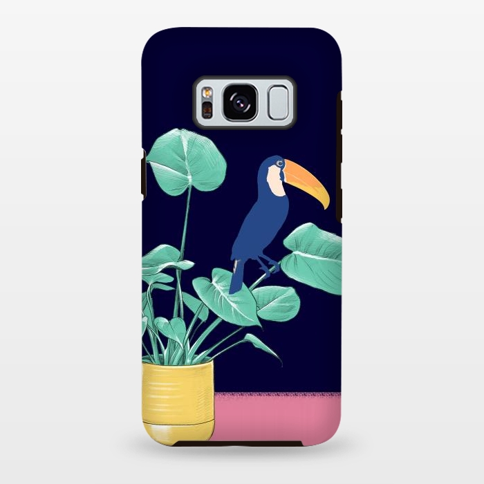 Galaxy S8 plus StrongFit Toucan and plant - colorful minimal illustration by Oana 