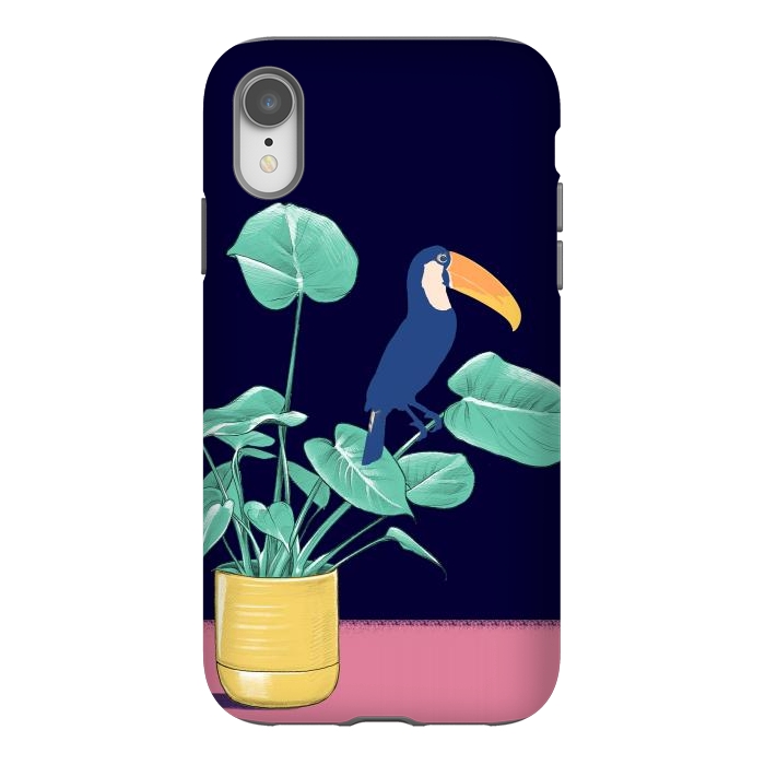 iPhone Xr StrongFit Toucan and plant - colorful minimal illustration by Oana 