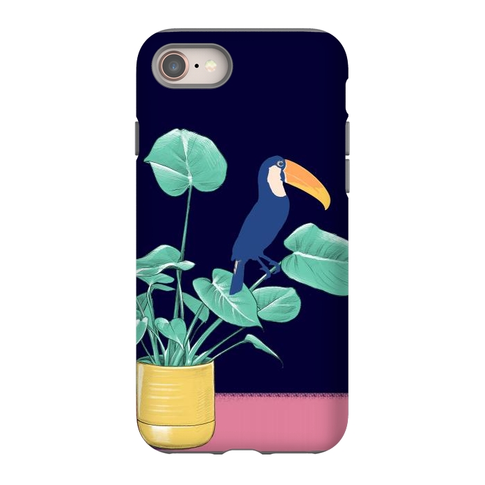 iPhone SE StrongFit Toucan and plant - colorful minimal illustration by Oana 