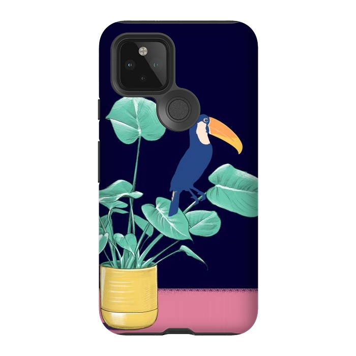 Pixel 5 StrongFit Toucan and plant - colorful minimal illustration by Oana 