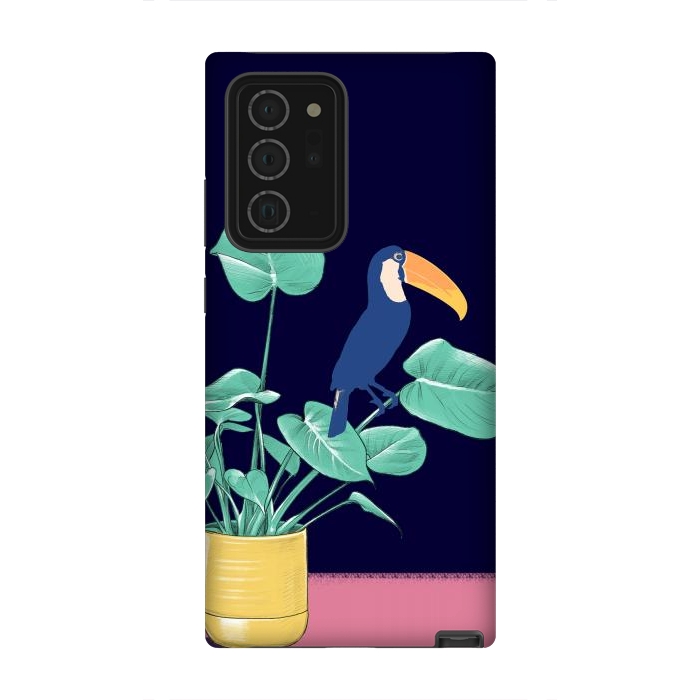 Galaxy Note 20 Ultra StrongFit Toucan and plant - colorful minimal illustration by Oana 