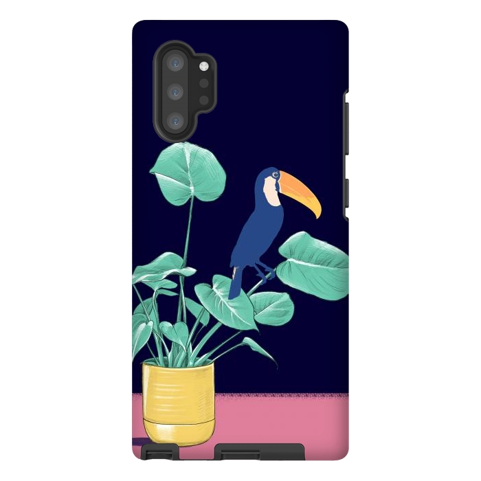 Galaxy Note 10 plus StrongFit Toucan and plant - colorful minimal illustration by Oana 