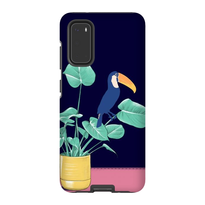 Galaxy S20 StrongFit Toucan and plant - colorful minimal illustration by Oana 