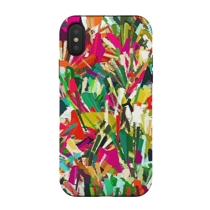 iPhone Xs / X StrongFit Sparks of Emotions, Abstract Eclectic Colorful Expression Painting, Pop of Color Modern Bohemian Illustration by Uma Prabhakar Gokhale