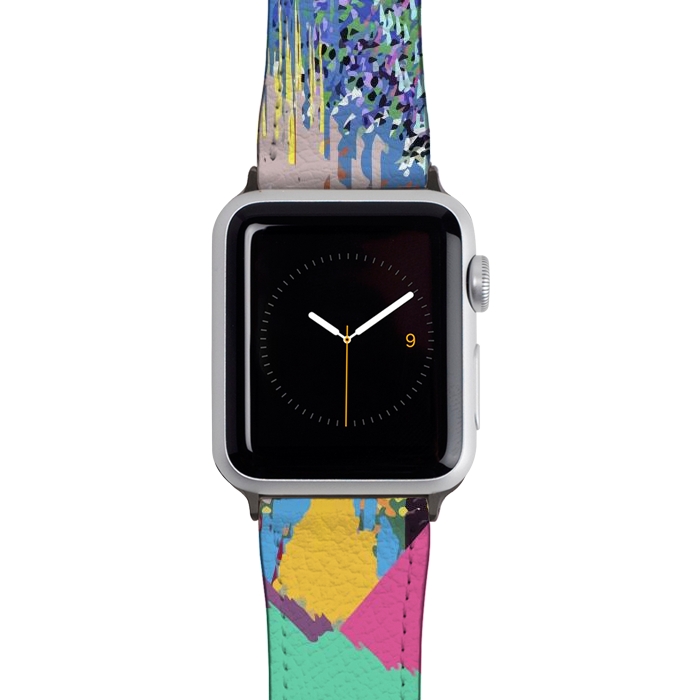 Watch 38mm / 40mm Strap PU leather Modern Life, Abstract Contemporary Graphic Design, Eclectic Colorful Shapes by Uma Prabhakar Gokhale