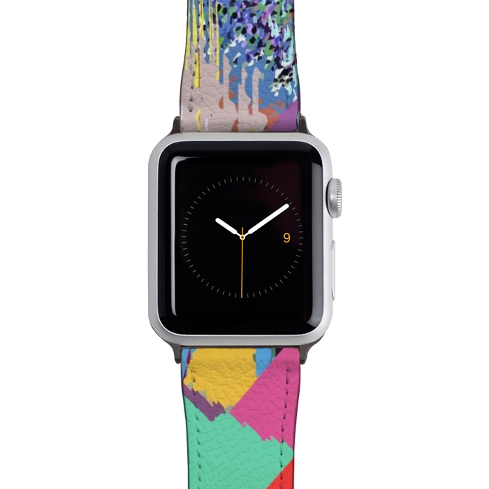 Watch 42mm / 44mm Strap PU leather Modern Life, Abstract Contemporary Graphic Design, Eclectic Colorful Shapes by Uma Prabhakar Gokhale