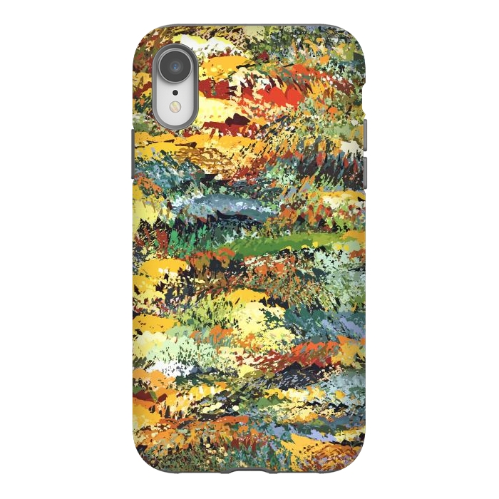 iPhone Xr StrongFit Autumn Forest, Nature Jungle Painting, Botanical Plants Abstract Illustration, Contemporary Modern Boho by Uma Prabhakar Gokhale