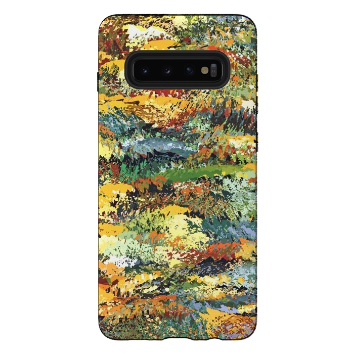 Galaxy S10 plus StrongFit Autumn Forest, Nature Jungle Painting, Botanical Plants Abstract Illustration, Contemporary Modern Boho by Uma Prabhakar Gokhale