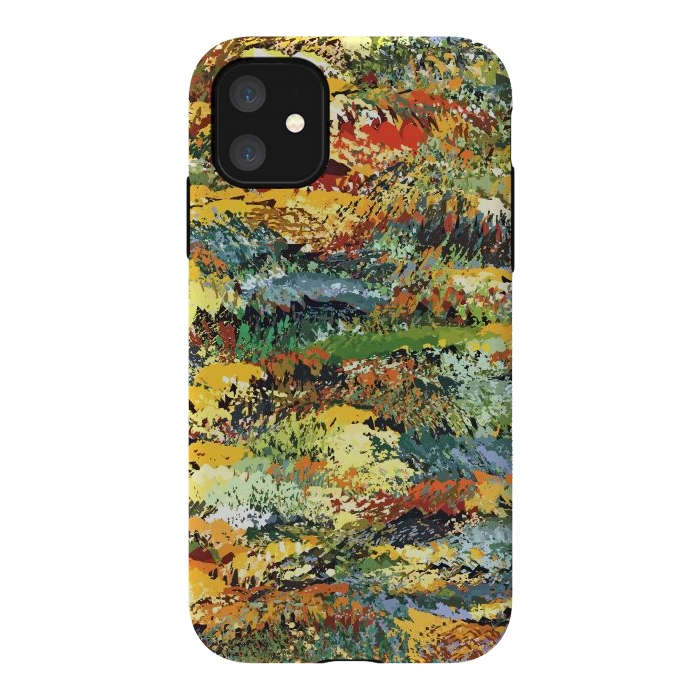 iPhone 11 StrongFit Autumn Forest, Nature Jungle Painting, Botanical Plants Abstract Illustration, Contemporary Modern Boho by Uma Prabhakar Gokhale
