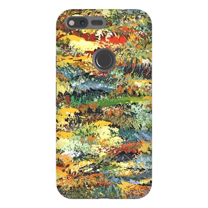 Pixel XL StrongFit Autumn Forest, Nature Jungle Painting, Botanical Plants Abstract Illustration, Contemporary Modern Boho by Uma Prabhakar Gokhale
