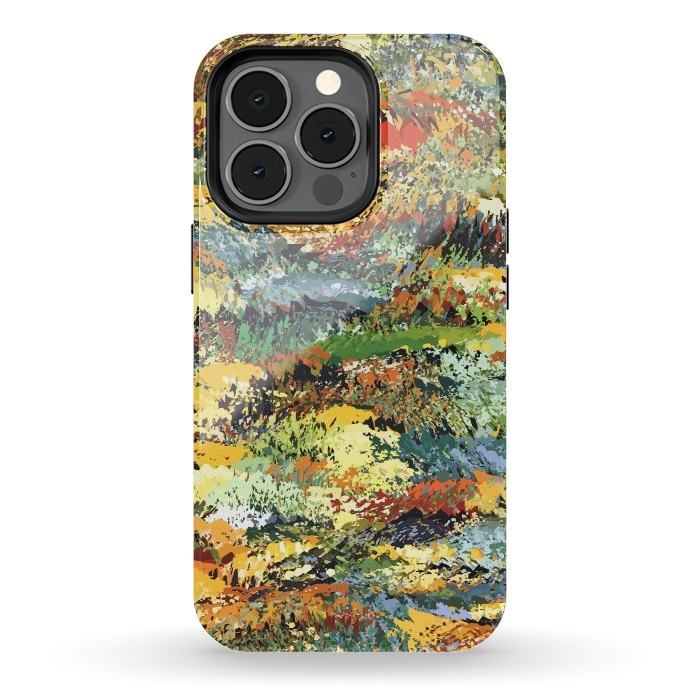 iPhone 13 pro StrongFit Autumn Forest, Nature Jungle Painting, Botanical Plants Abstract Illustration, Contemporary Modern Boho by Uma Prabhakar Gokhale