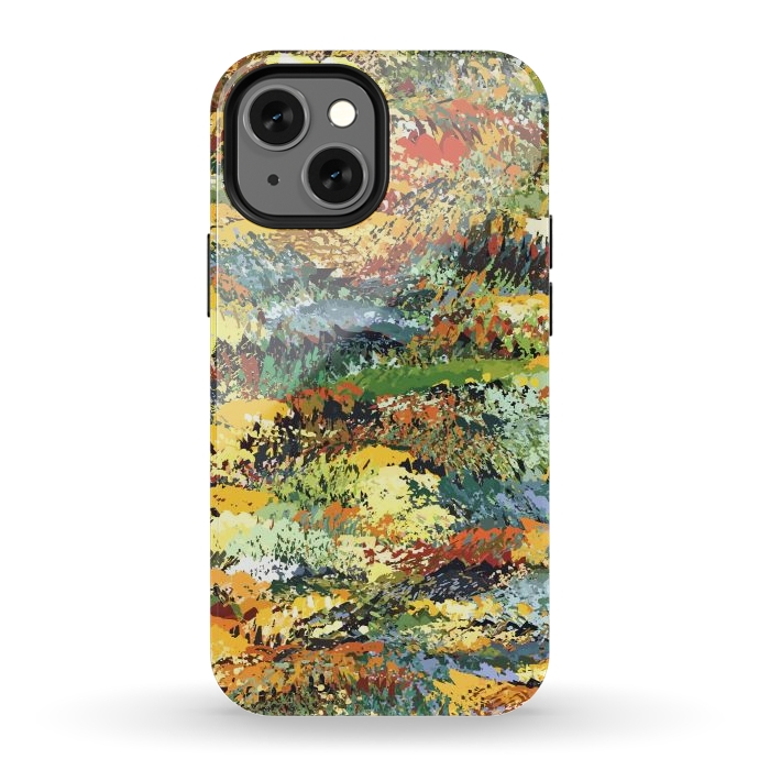 iPhone 13 mini StrongFit Autumn Forest, Nature Jungle Painting, Botanical Plants Abstract Illustration, Contemporary Modern Boho by Uma Prabhakar Gokhale
