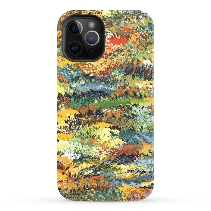 iPhone 12 Pro Max StrongFit Autumn Forest, Nature Jungle Painting, Botanical Plants Abstract Illustration, Contemporary Modern Boho by Uma Prabhakar Gokhale