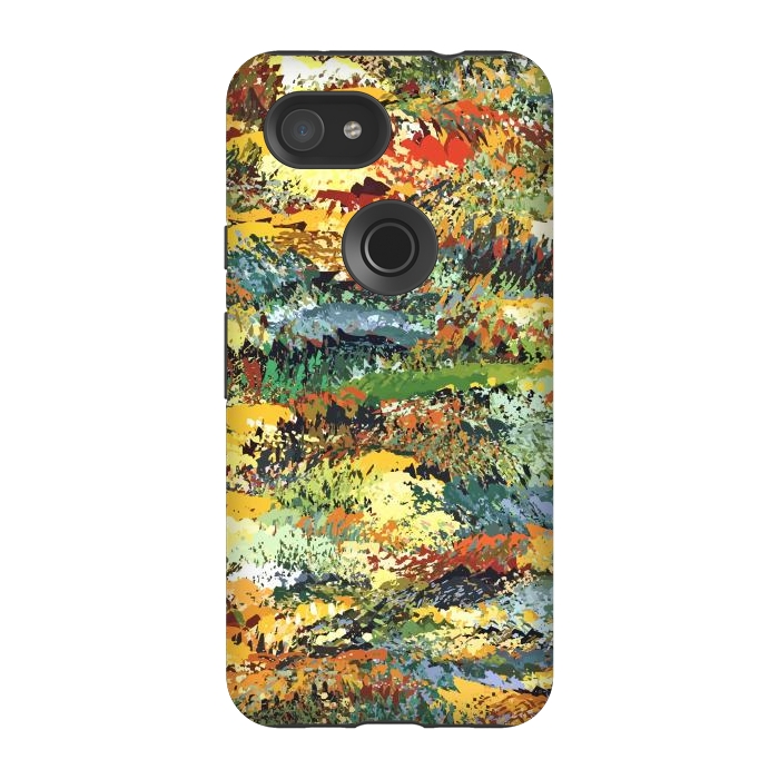 Pixel 3A StrongFit Autumn Forest, Nature Jungle Painting, Botanical Plants Abstract Illustration, Contemporary Modern Boho by Uma Prabhakar Gokhale