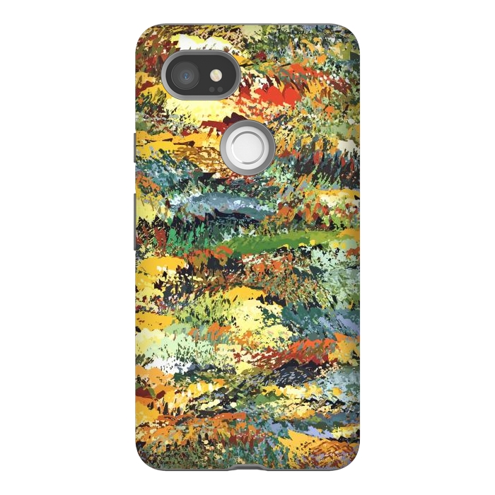 Pixel 2XL StrongFit Autumn Forest, Nature Jungle Painting, Botanical Plants Abstract Illustration, Contemporary Modern Boho by Uma Prabhakar Gokhale
