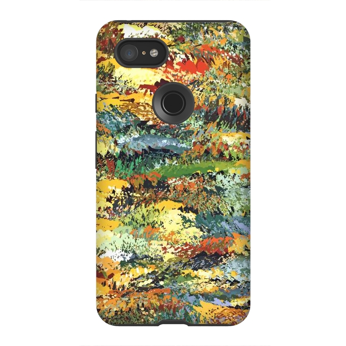 Pixel 3XL StrongFit Autumn Forest, Nature Jungle Painting, Botanical Plants Abstract Illustration, Contemporary Modern Boho by Uma Prabhakar Gokhale