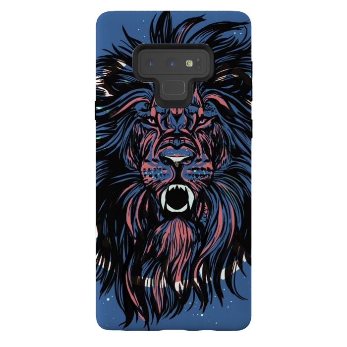 Galaxy Note 9 StrongFit Lion portrait face ferocious king of the jungle  by Josie
