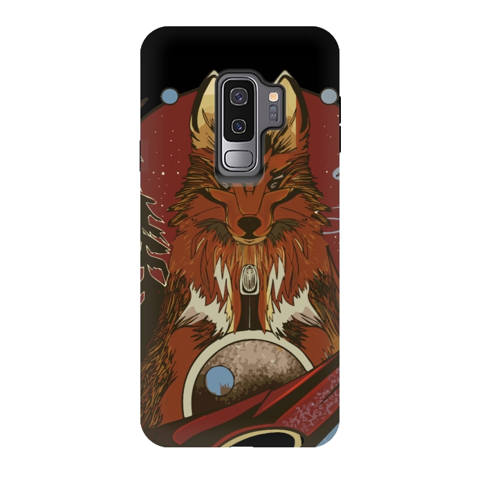 Galaxy S9 plus StrongFit Wolf portrait with pine trees in the back by Josie
