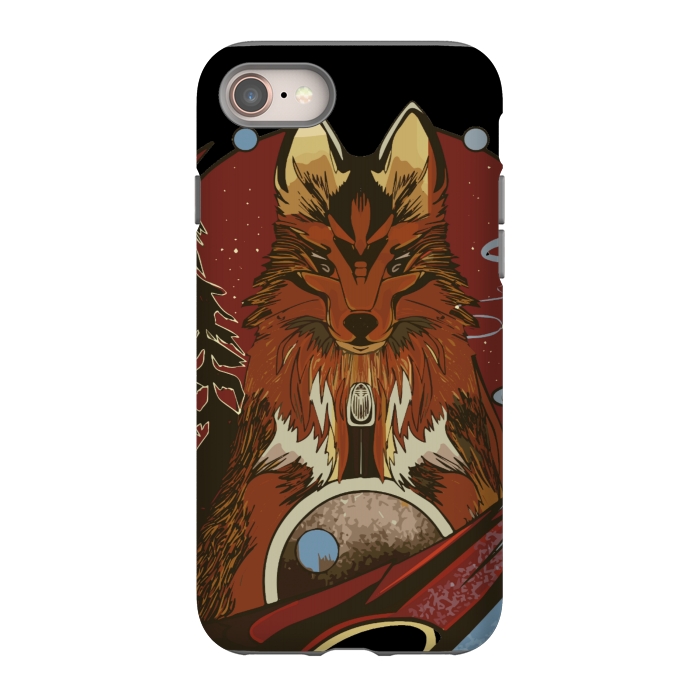 iPhone 8 StrongFit Wolf portrait with pine trees in the back by Josie