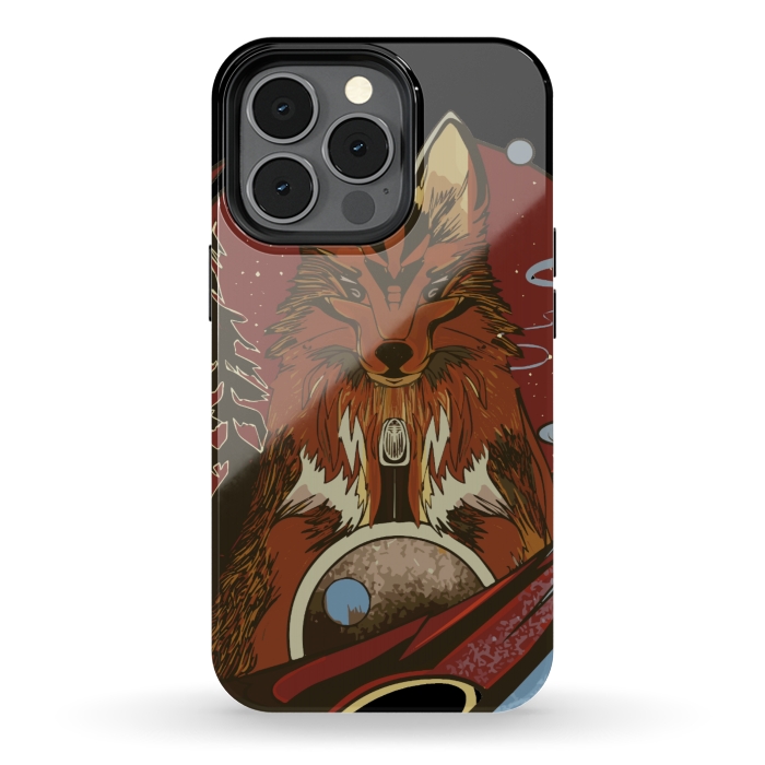 iPhone 13 pro StrongFit Wolf portrait with pine trees in the back by Josie