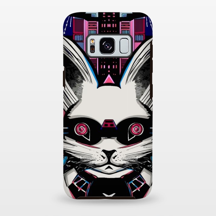 Galaxy S8 plus StrongFit Neon cyberpunk rabbit with glowing eyes background  by Josie