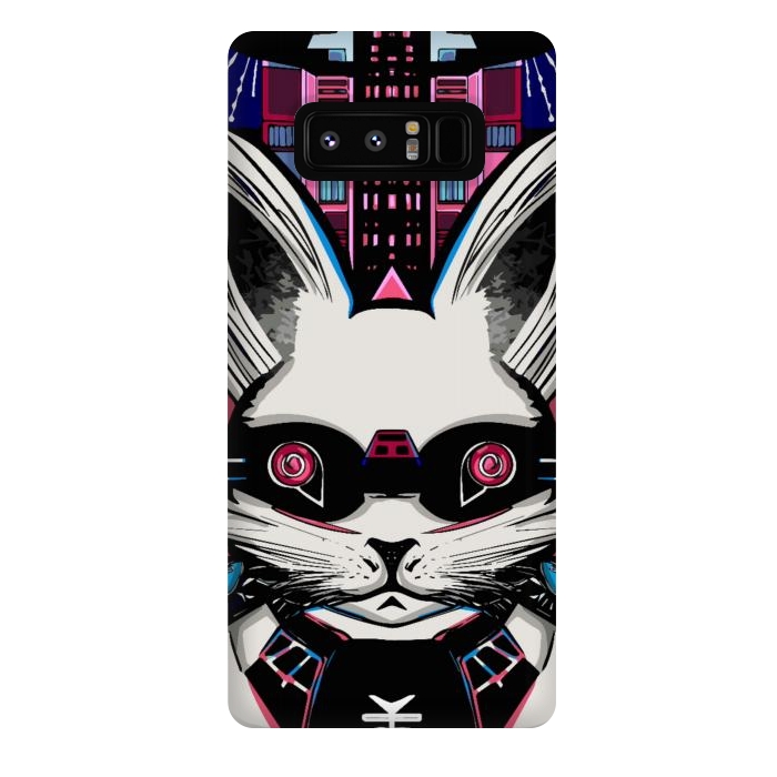 Galaxy Note 8 StrongFit Neon cyberpunk rabbit with glowing eyes background  by Josie