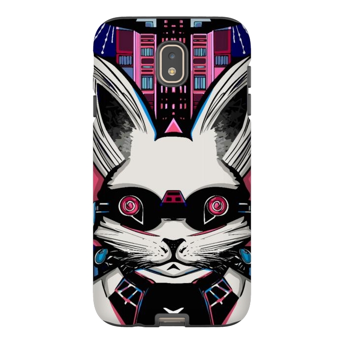 Galaxy J7 StrongFit Neon cyberpunk rabbit with glowing eyes background  by Josie
