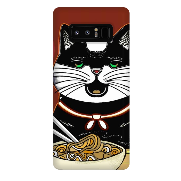 Galaxy Note 8 StrongFit Japanese cat eating ramen noodles  by Josie