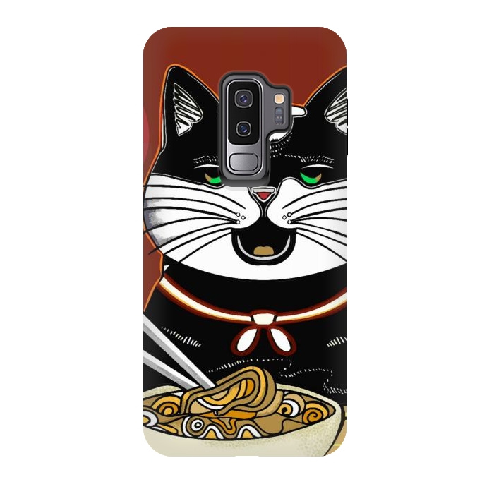 Galaxy S9 plus StrongFit Japanese cat eating ramen noodles  by Josie