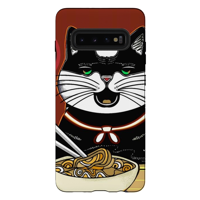 Galaxy S10 plus StrongFit Japanese cat eating ramen noodles  by Josie