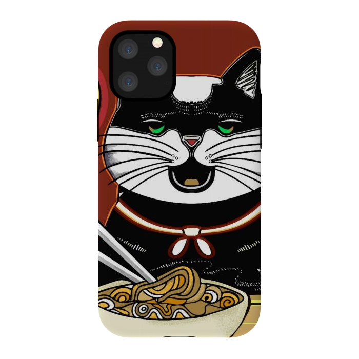 iPhone 11 Pro StrongFit Japanese cat eating ramen noodles  by Josie