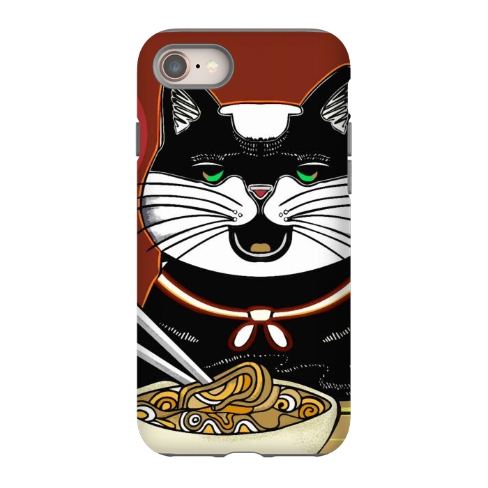 iPhone SE StrongFit Japanese cat eating ramen noodles  by Josie