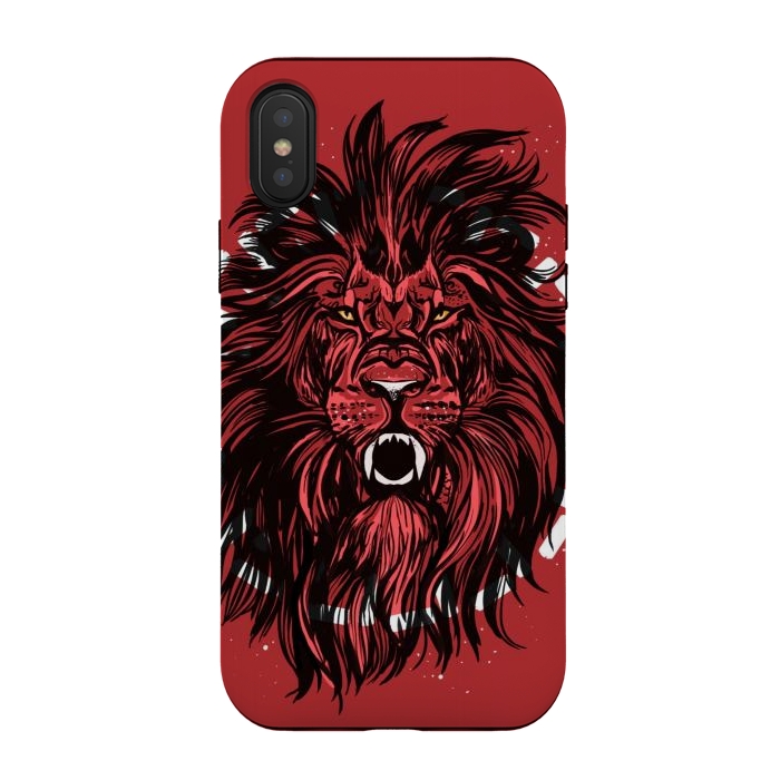 iPhone Xs / X StrongFit Lion portrait king mane illustration  by Josie