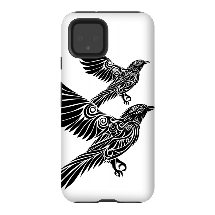 Pixel 4 StrongFit Crow flying tribal by Alberto