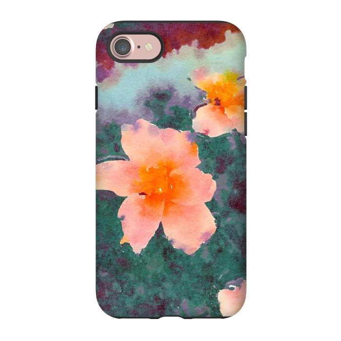 iPhone 7 StrongFit Floating In Love, Watercolor Lotus Pond Botanical Lake, Forest Jungle Floral Painting by Uma Prabhakar Gokhale