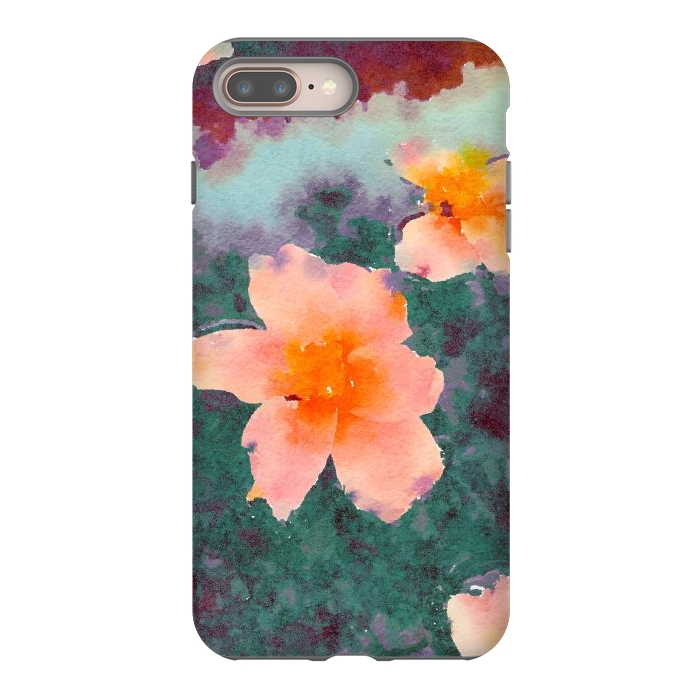 iPhone 7 plus StrongFit Floating In Love, Watercolor Lotus Pond Botanical Lake, Forest Jungle Floral Painting by Uma Prabhakar Gokhale