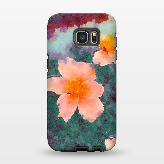 Galaxy S7 EDGE StrongFit Floating In Love, Watercolor Lotus Pond Botanical Lake, Forest Jungle Floral Painting by Uma Prabhakar Gokhale